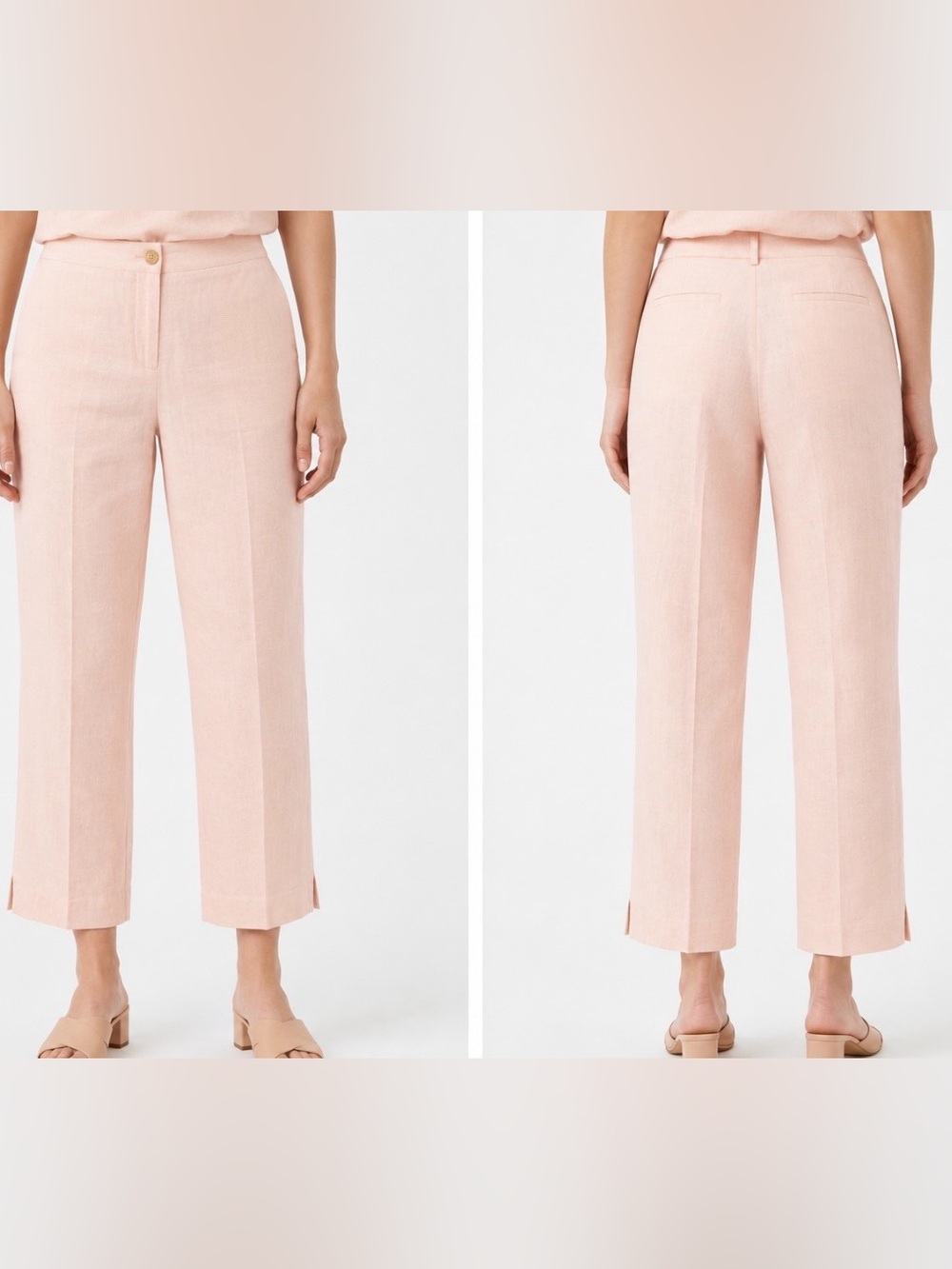 BANANA REPUBLIC Martin fit. Cropped Wide-Leg Linen Pants in Pale Blush NWT